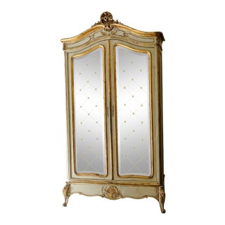 19th Century French Cream Armoire For Sale