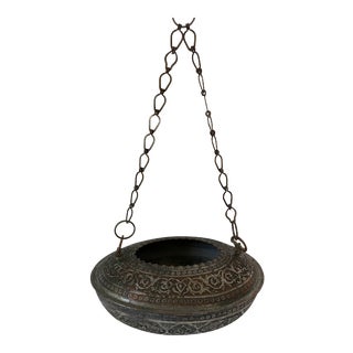 Vintage Turkish Ornate Oval Hanging Brazier Planter For Sale