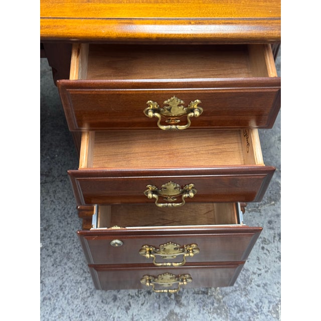 Lexington Traditional Double Pedestal Executive Desk, Vintage For Sale - Image 10 of 12