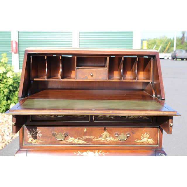 Wood Hekman Chinoiserie Drop-Front Desk For Sale - Image 7 of 18