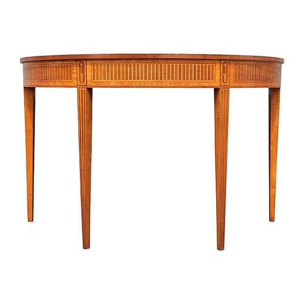 Wood Inlay Demilune Console Table Chairish
