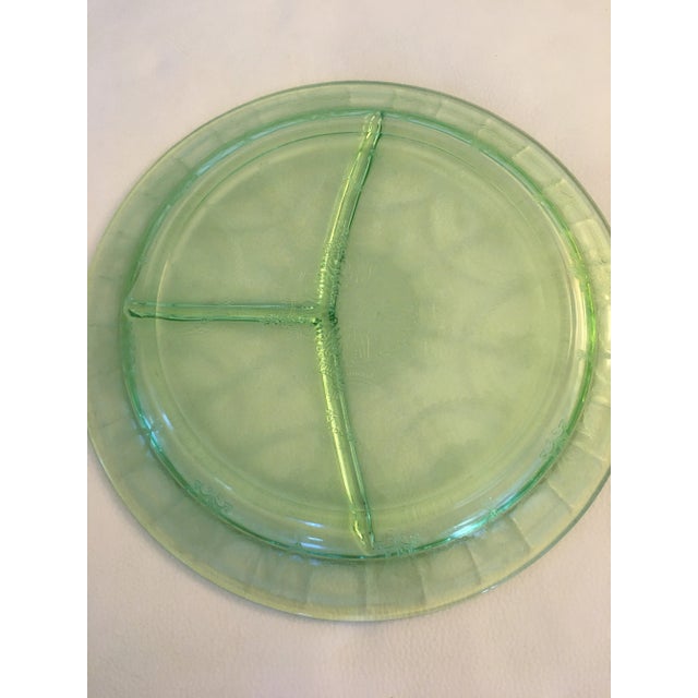 Vintage Uranium Etched Glass Divided Plates- Set of 2 For Sale - Image 4 of 7