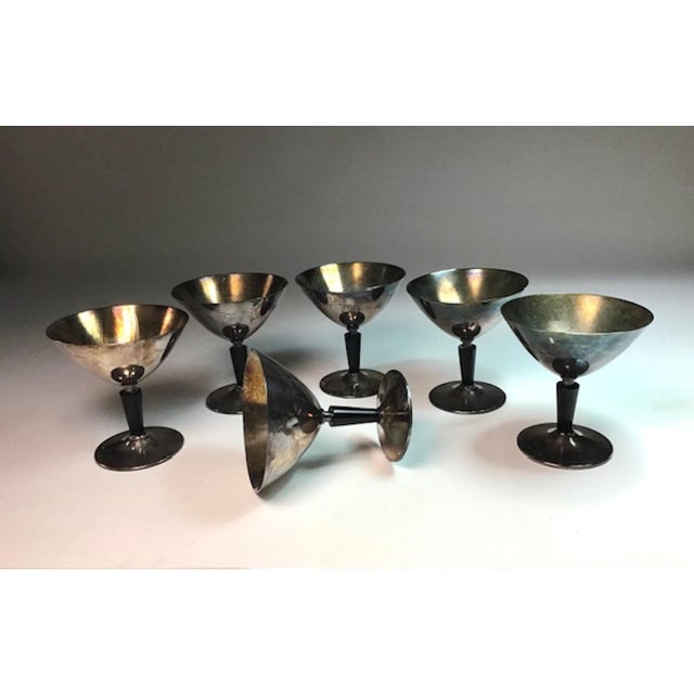 Modernist Metal Cocktail Glasses by Folke Arström for Gab, 1930s, Set of 6 For Sale - Image 9 of 11