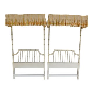 Thomasville Allegro Regency Style Faux Bamboo Twin 1/4 Tester Headboard - a Pair For Sale