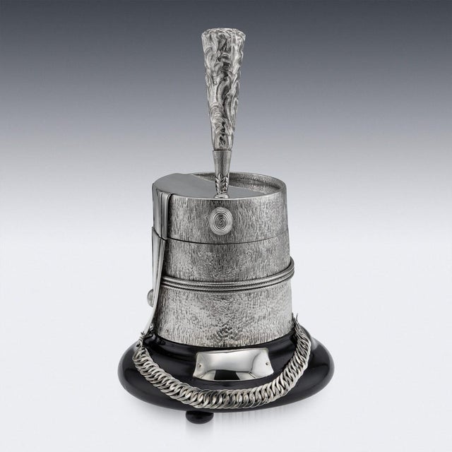 Antique Edwardian Silver Regimental Table Snuff Mull, 1908 For Sale - Image 3 of 17