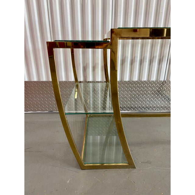 Hollywood Regency Brass Vanity / Desk in the Milo Baughman Style. Circa 1970s For Sale - Image 12 of 18