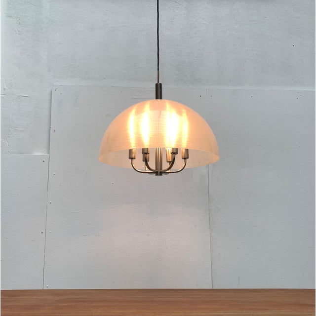 Metal Large Vintage Italian Acrylic Dome Pendant, 1970s For Sale - Image 7 of 18