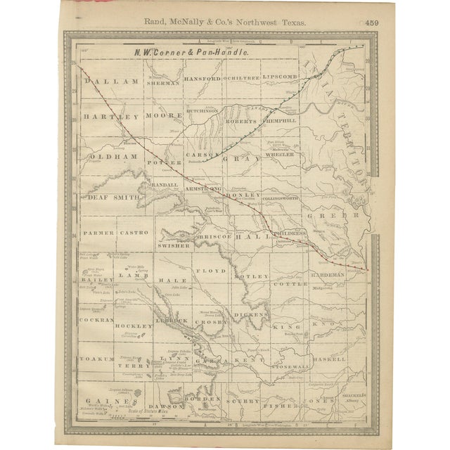 Antique Northwest Texas Map by Rand McNally, 1888 For Sale