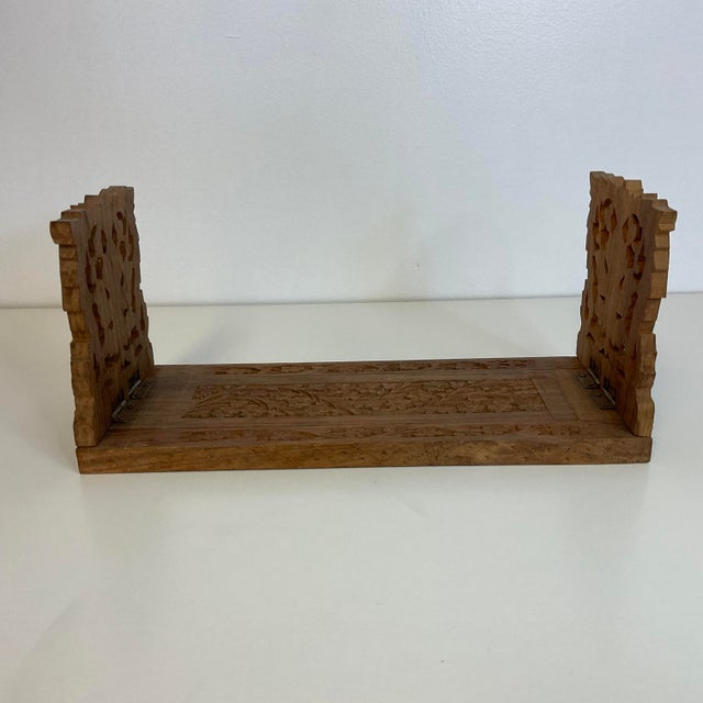 Vintage Wooden Hand Carved Expandable Book Rack. Chairish