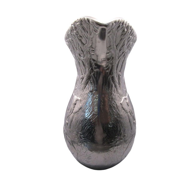 Silver Vintage Arthur Court 1980 Cast Aluminum Elephant Embossed Pitcher Jungle Safari Design For Sale - Image 8 of 11