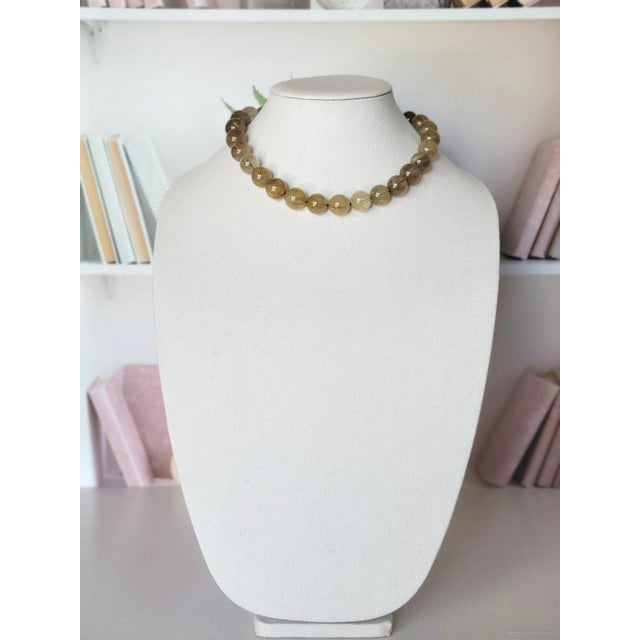 Modern Rutilated Quartz & Turquoise Beaded Necklace by Noblesse Oblige Studio, 18" For Sale - Image 3 of 13