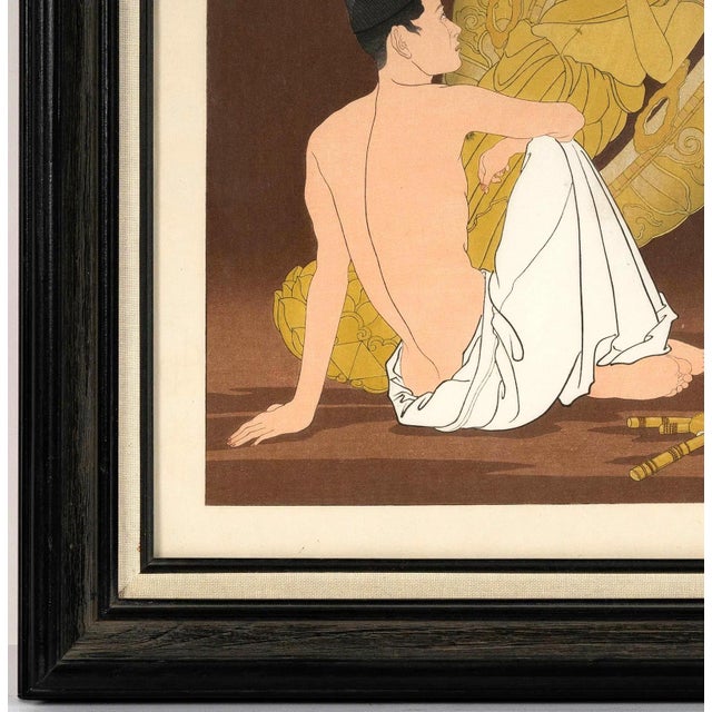 Japonisme Framed Rare Japanese Woodblock Print Le Genie Sans Nom by Paul Jacoulet For Sale - Image 3 of 15