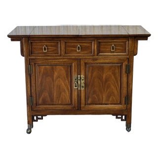 Vintage Century Furniture Hollywood Regency Ming Flip Top Server Cart For Sale