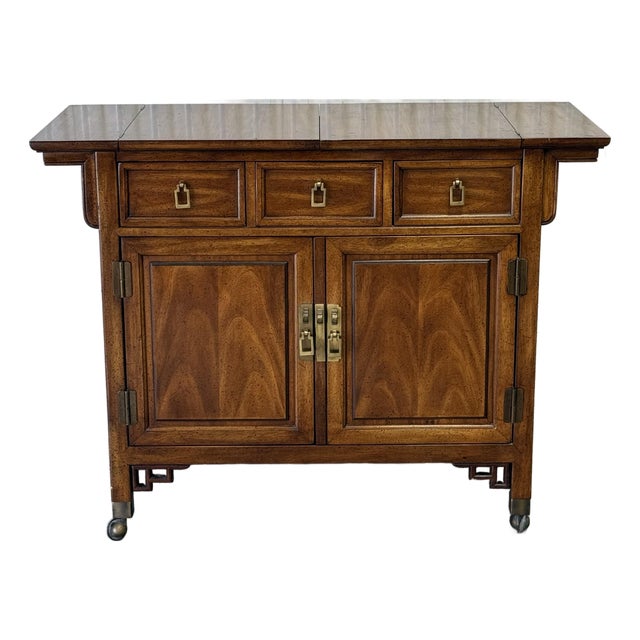 Vintage Century Furniture Hollywood Regency Ming Flip Top Server Cart For Sale