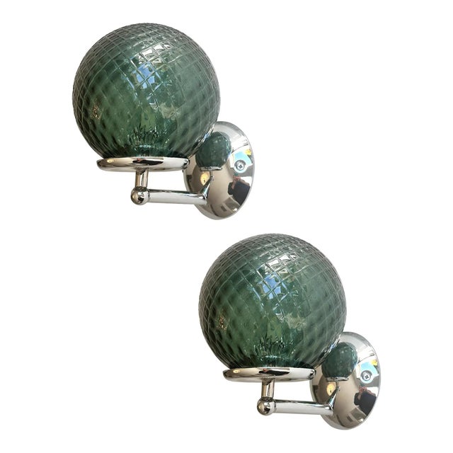 Luxury modern green-petrolio sphere in Murano glass working with “Ballotton ” traditional tecnique. Design in very...