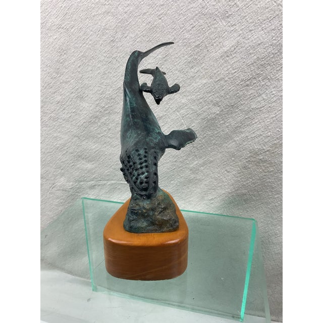 Patinated Bronze Whale Sculpture For Sale In Raleigh - Image 6 of 9
