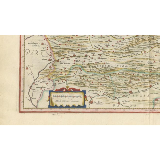 17th Century Antique Map of Spain from Blaeu, 1642 For Sale - Image 5 of 12