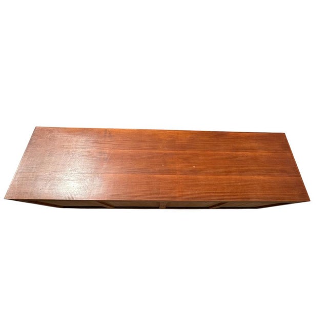 Mid-Century Modern Vintage Italian Wooden Chest of Drawers with Brass Handles, 1950s For Sale - Image 3 of 9