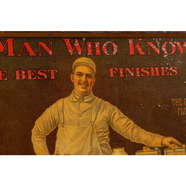 Early 20th Century Early 20th Century Standard Varnish Works Woodworker Tin Advertising Sign For Sale - Image 5 of 8