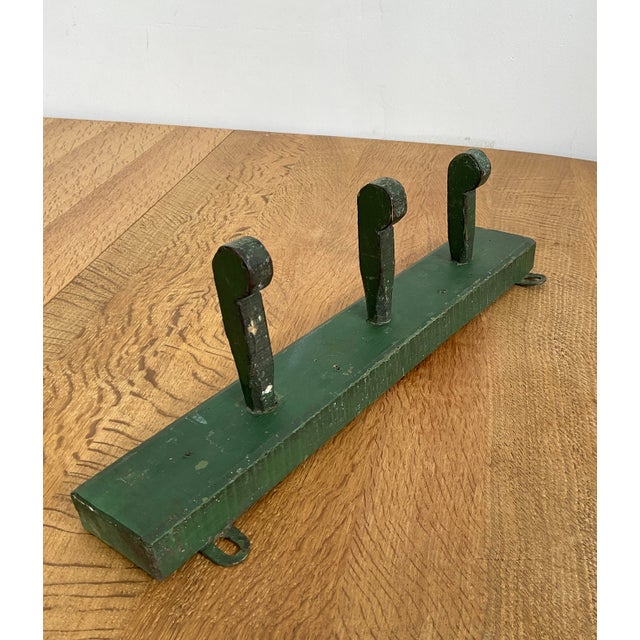 Antique Rustic Wooden Peg Hook in Green For Sale - Image 10 of 15