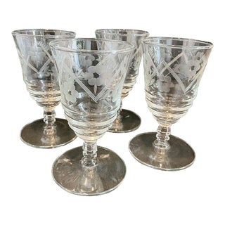 Vintage Libbey Rock Sharpe Crystal Water Glasses- Set of 4 For Sale
