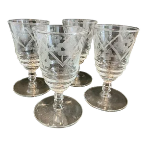 Vintage Libbey Rock Sharpe Crystal Water Glasses- Set of 4