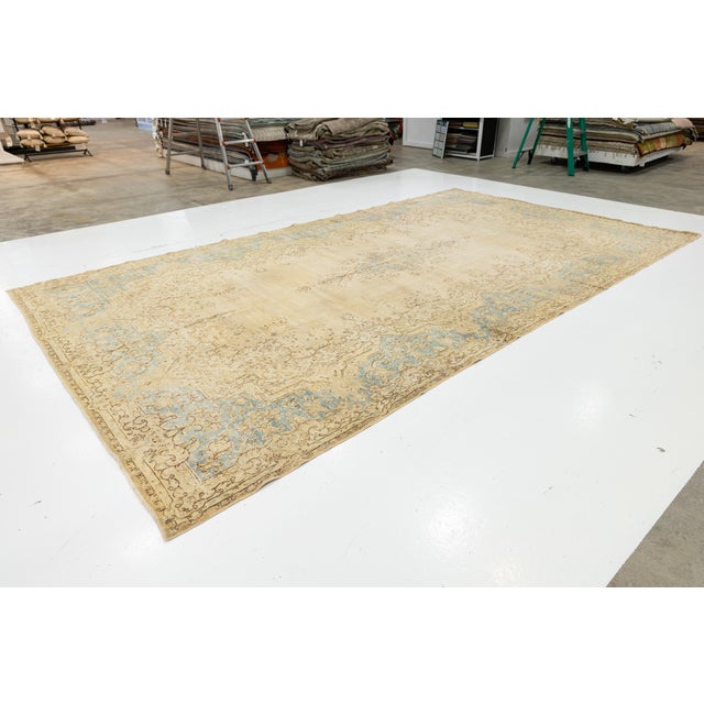 Blue Mid-20th Century Antique Kerman Wool Rug For Sale - Image 8 of 16