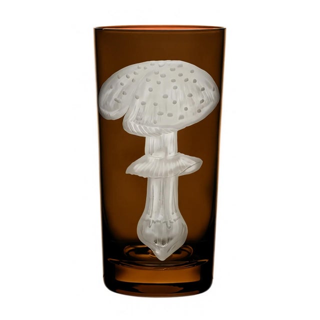 Farmhouse ARTEL Mushrooms Collection Highball in Walnut - Set of 6 For Sale - Image 3 of 8