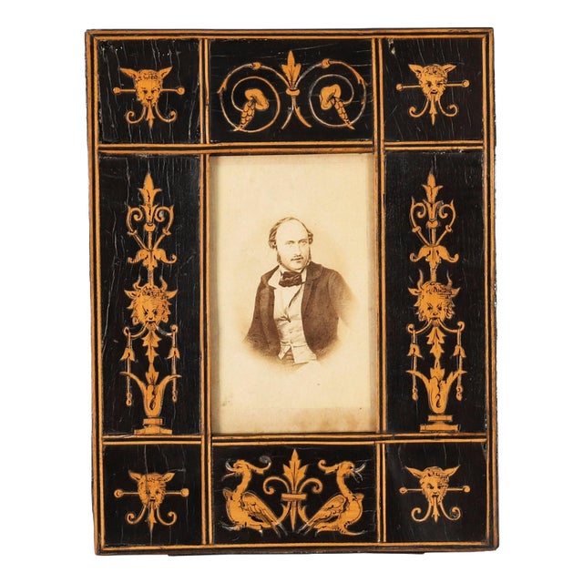 Vintage Sorrento Olive Wood Rectangular Portrait Photo Frame, 1800s For Sale