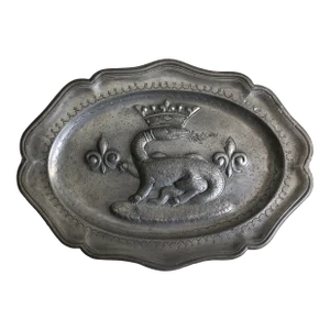 Mid 19th Century French King Francois I Pewter Salamander Tray