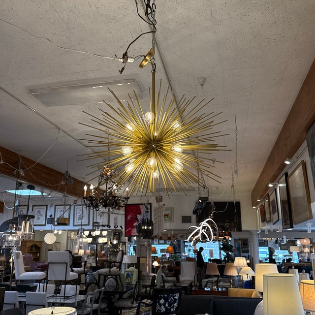 Gold Mid Century Style Sea Urchin Pendant For Sale - Image 8 of 12