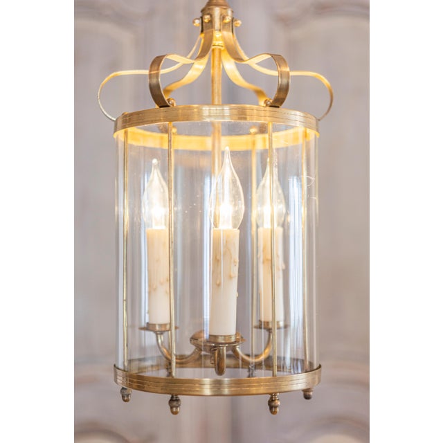 Brass Refined 20th Century French Brass Lantern with Glass Enclosure For Sale - Image 8 of 11