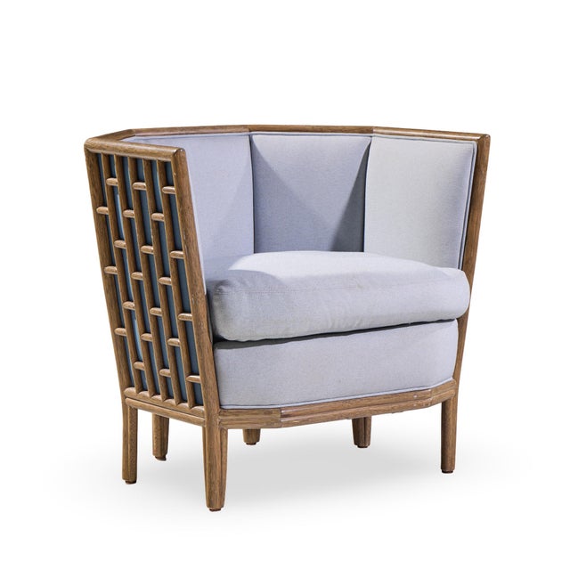 McGuire Barbara Barry for McGuire Rattan Fretwork Lounge Chairs - Pair For Sale - Image 4 of 13