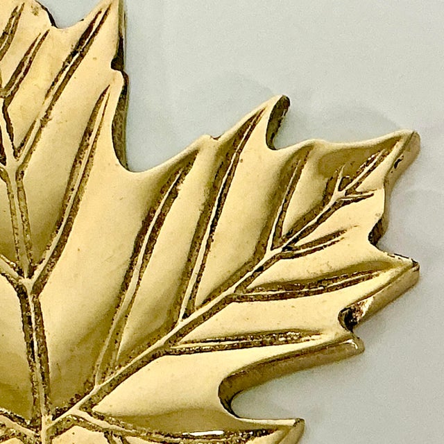 Mid 20th Century Mid-Century Boho Chic Hollywood Regency Brass Maple Leaf Sculptural Wall Object. For Sale - Image 5 of 8