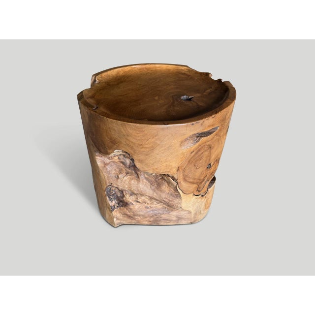 Andrianna Shamaris Large Sculptural Teak Wood Tray Style Side Table For Sale - Image 4 of 5