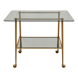 Vintage Glass and Gilt Serving Cart, 1970s For Sale