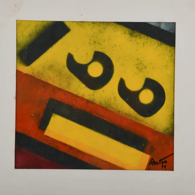 This Framed Signed James Akston (1898-1983) Mixed Media Painting is a vibrant and abstract composition that bursts with...