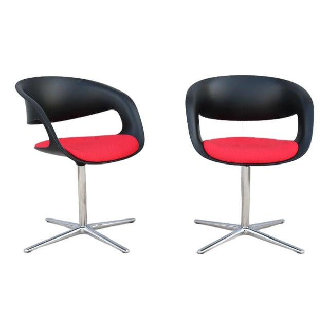 Contemporary Minimalist Pearson Lloyd for Coalesse Lox Swivel Chairs - A Pair For Sale