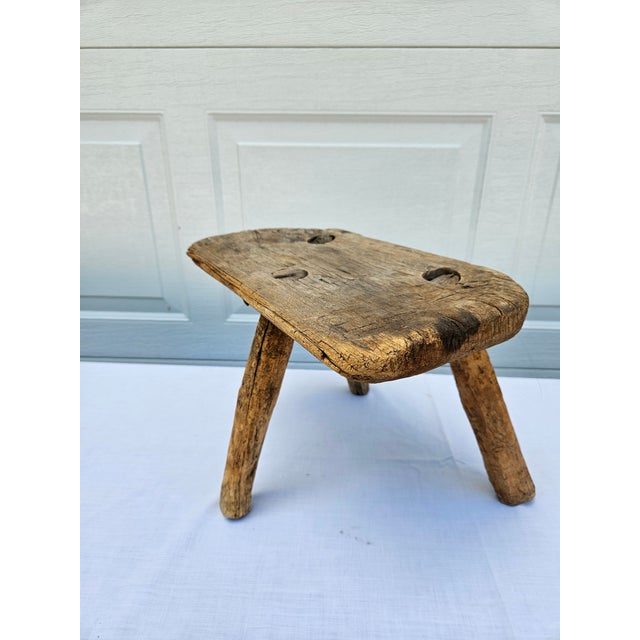 Early 20th Century Primitive Milking Stool -Decorative For Sale - Image 5 of 12