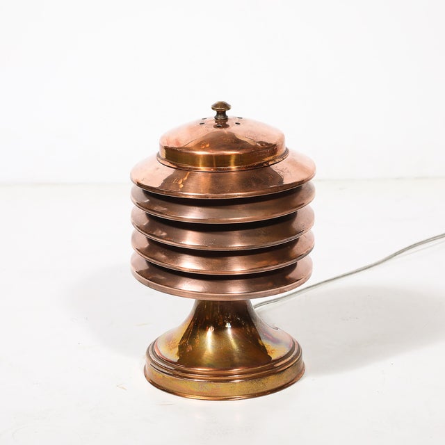 Art Deco Art Deco Machine Age Polished Copper Table Lamp For Sale - Image 3 of 11