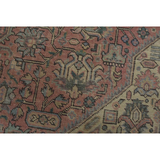 Tabriz Rug 6’4” X 9′ Pink Wool Vintage Distressed Hand-Knotted Oriental Carpet For Sale - Image 4 of 14