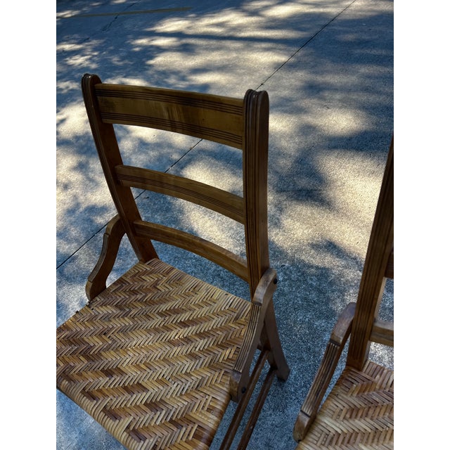 1970s Collection of Short Wooden Ladder Back Chairs- Set of 3 For Sale - Image 9 of 11