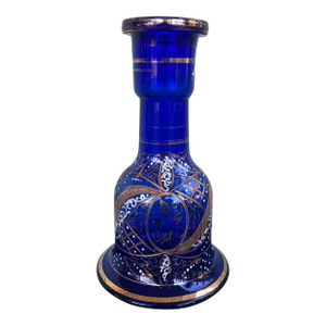 1960s Bohemian Cobalt Blue Enamel & Gold Gilt Vase 11.25”