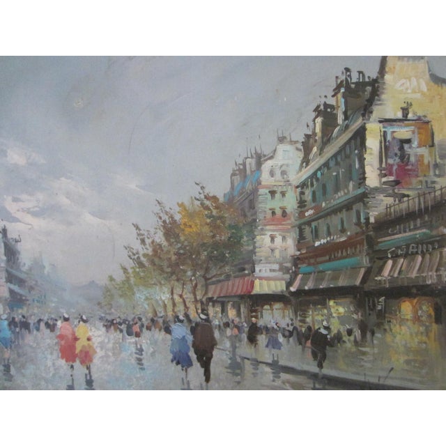 1970s Studio DeVity Italia Street of Paris Impressionist Signed Oil on Canvas For Sale - Image 13 of 16
