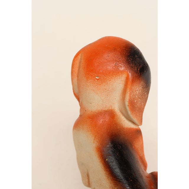 Orange Vintage American Carved and Painted Chalkware Orange Puppy With Blue Bow Figurine For Sale - Image 8 of 10