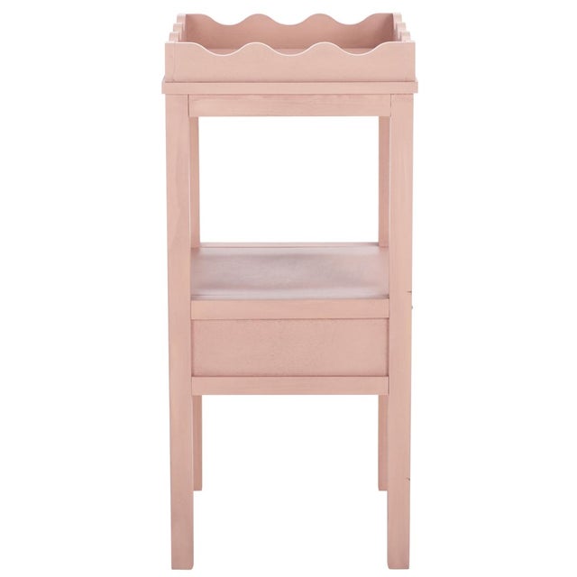 Darlyn Scalloped 1 Drawer Accent Table in Pink For Sale - Image 9 of 10