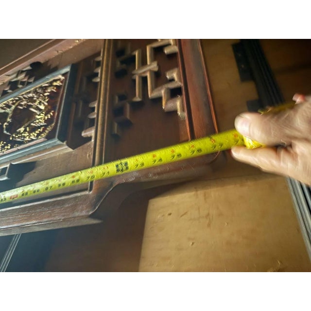 Vintage Chinoiserie Style Solid Wood Frame King Headboard For Sale - Image 13 of 13