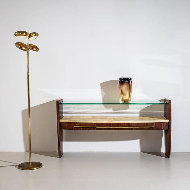 Wood Wall Console With Parchment, Italy, 1960s For Sale - Image 7 of 7