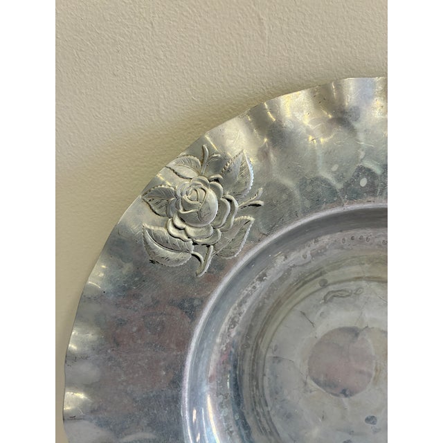 Mid 20th Century Vintage Hand-Chased Hammered Aluminum Rose Bowl For Sale - Image 5 of 9