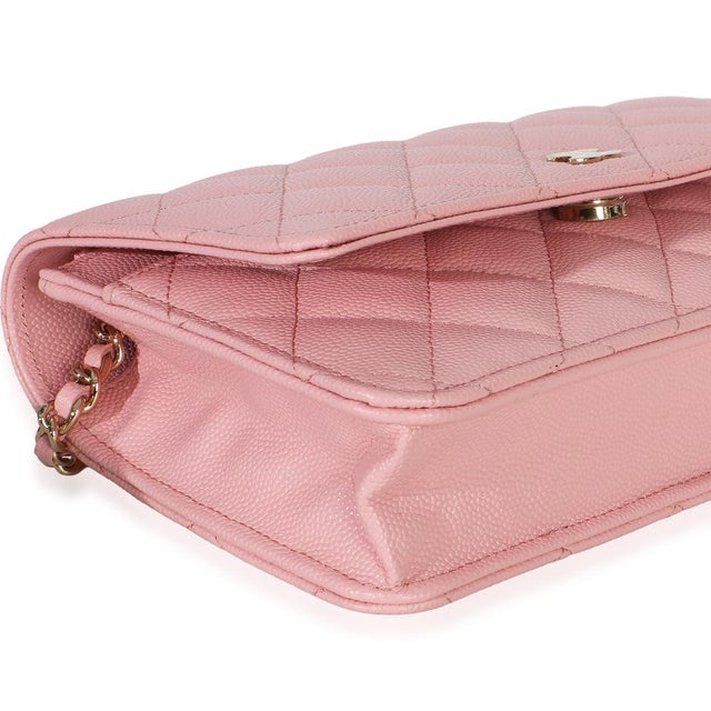 Pink Quilted Caviar Wallet On Chain For Sale In New York - Image 6 of 8